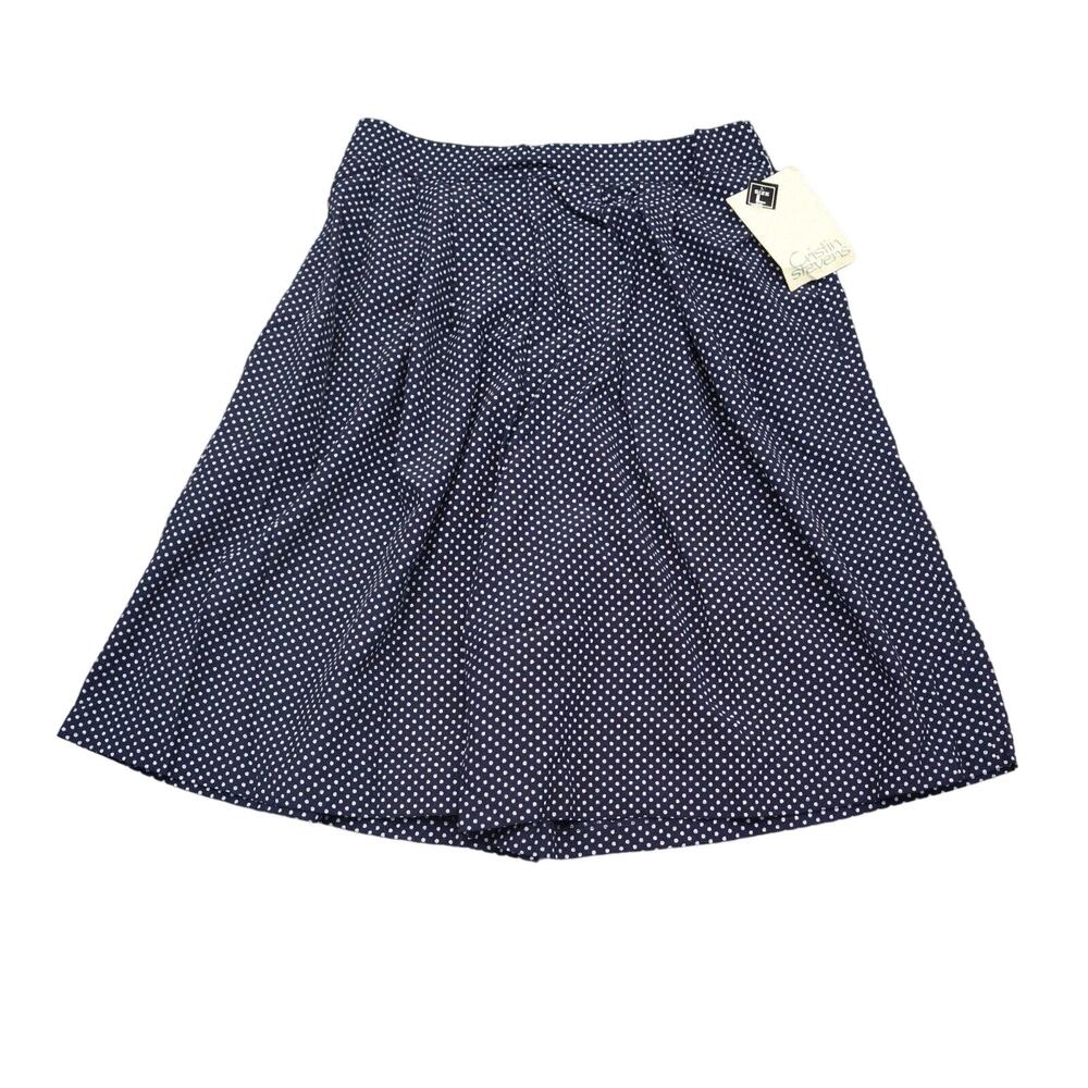 Cristin Stevens Shorts Womens L Blue Polka Dot Pleated Front High Waist Bottoms